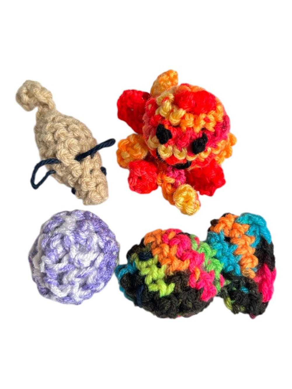 Hand Crafted Organic Catnip Cat Toy Crochet Variety Set 4 Interactive Yarn Toys - Picture 7 of 12